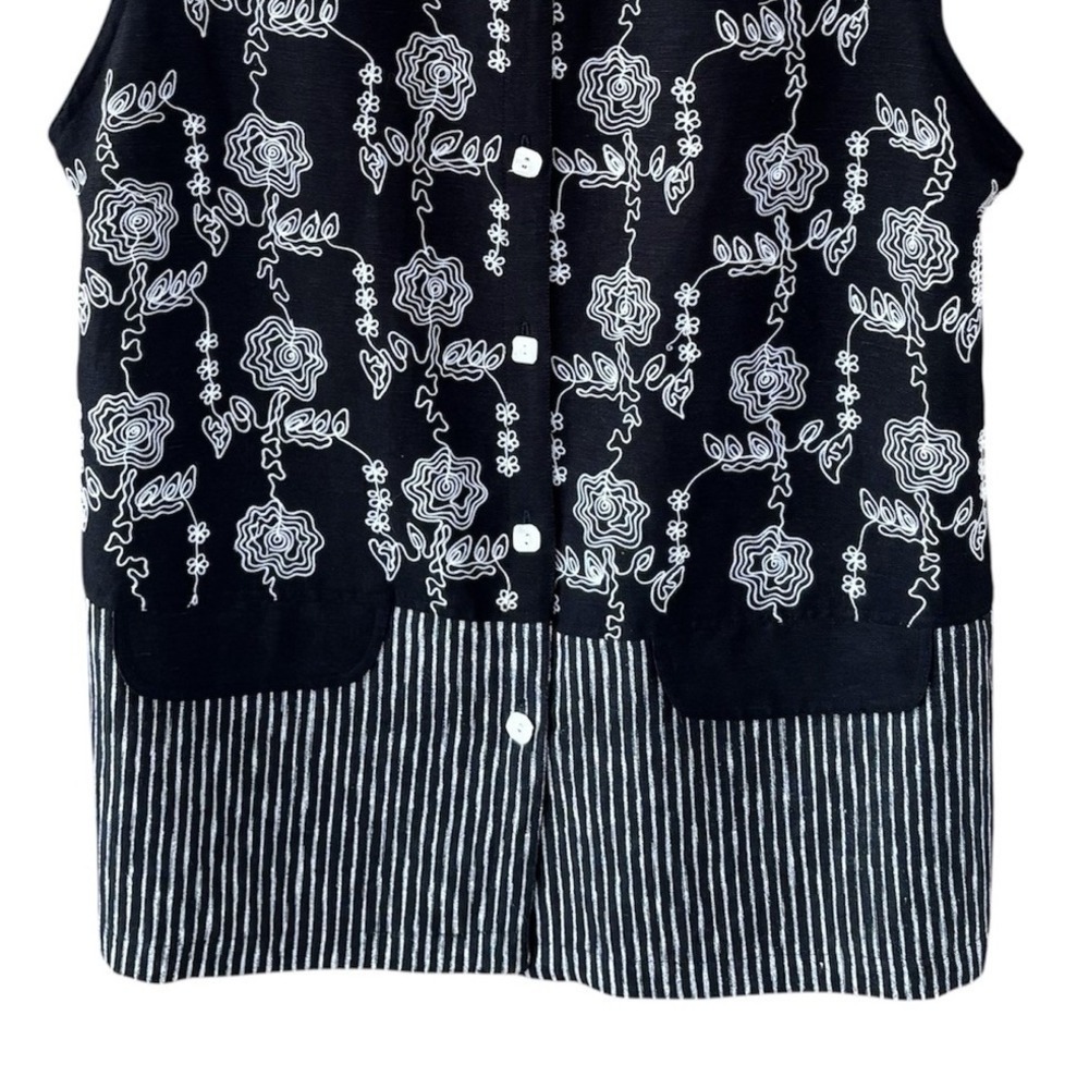 VTG Susan Bristol Casuals Sleeveless Button Up Vest Floral Embroidery Womens L - Picture 4 of 8